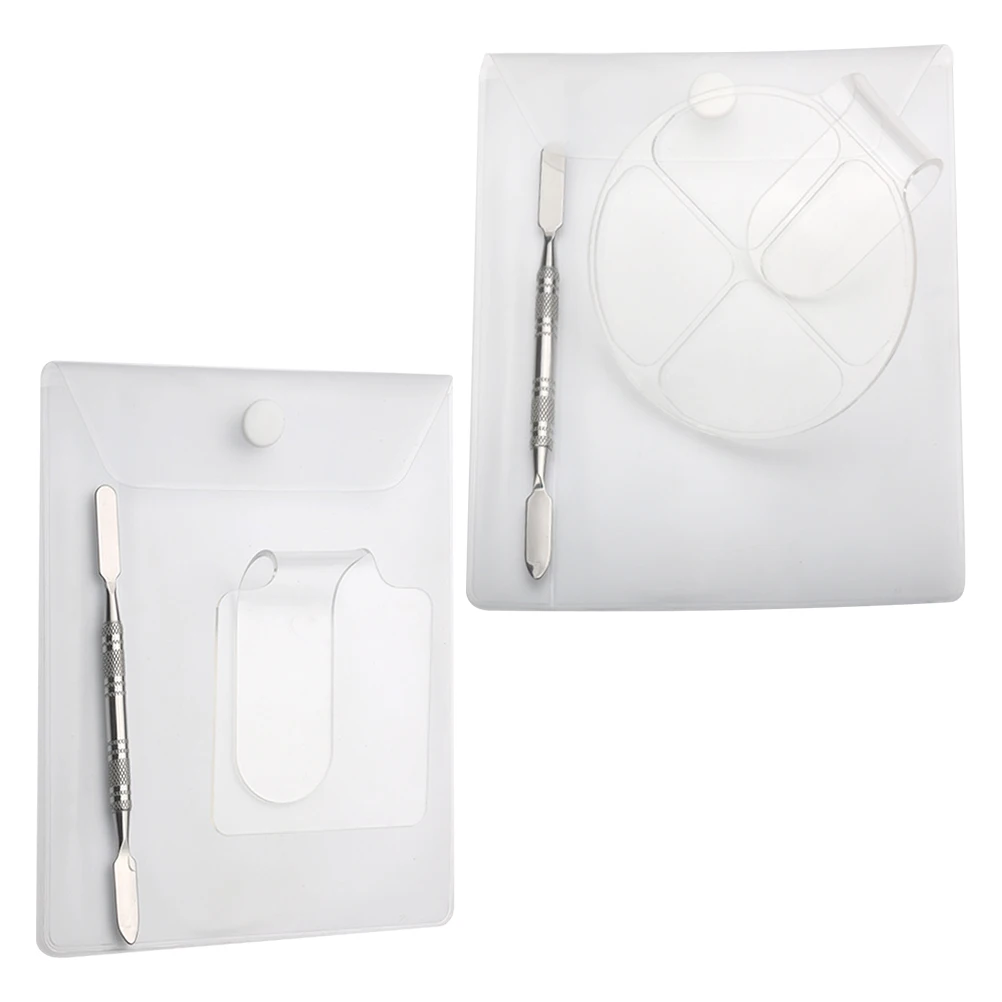 2 Sets Makeup Palette Nail Art Color Mixing Plates Durable Multi-purpose Ring Nail Art Palette Brush Storage Tools