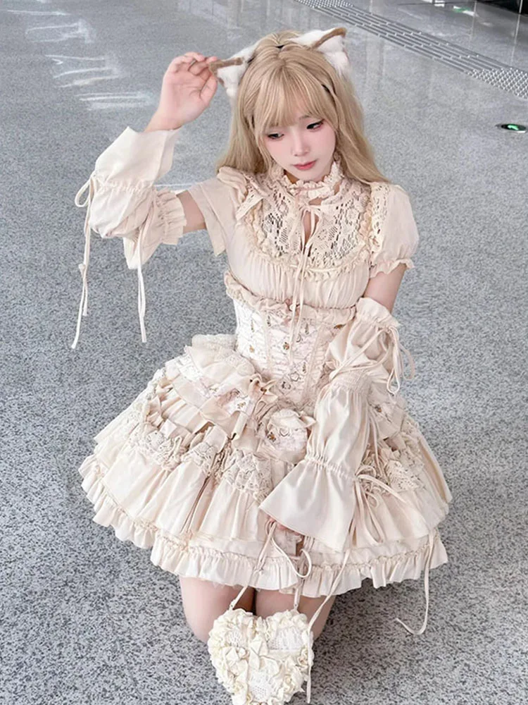 Sweet High-End Design Lolita Pettiskirt Women's Spring New Affordable Luxury Waist-Tight Birthday Dress