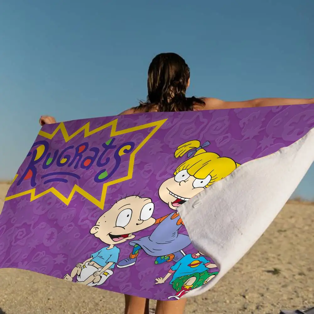 Cartoon R-Rugrats Anime Beach Swimming Towel Soft Absorbent Washcloth Children's Gifts For Kids Travel Camping Gym