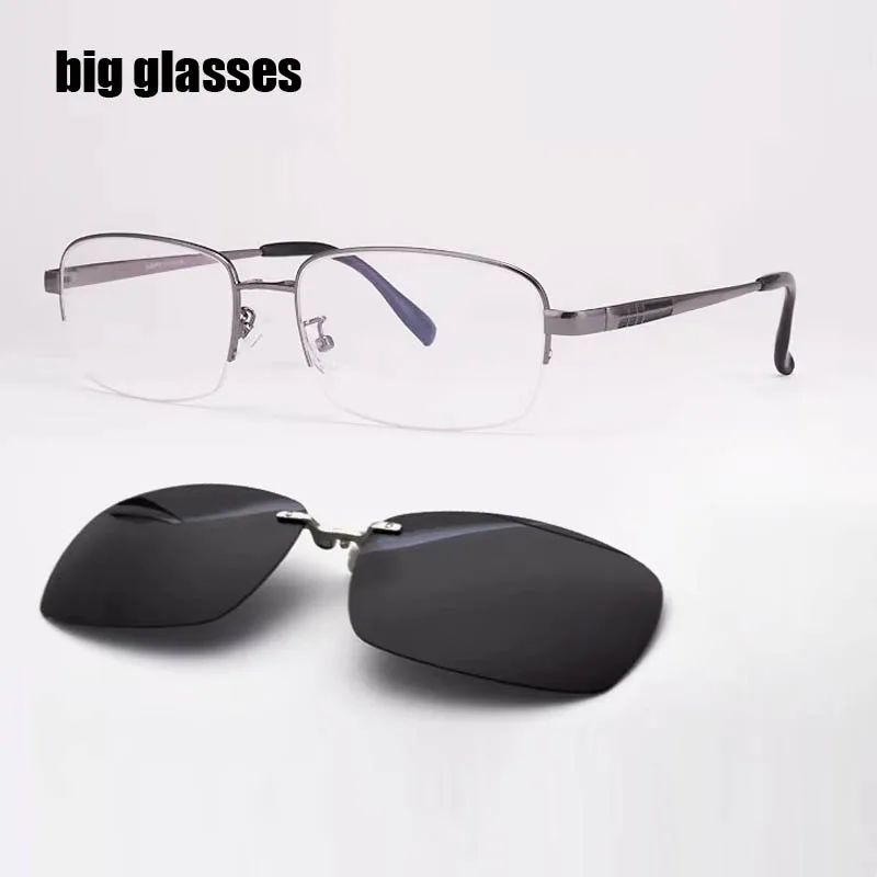 

Big Glasses Silver For Men With Magnet Clips Fat Face Myopia Gold Wide Big Face Spectacles Polarized Mirror Sunglasses 58 18 143