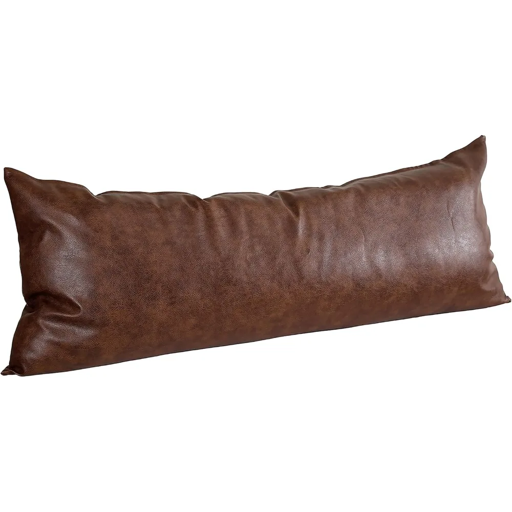 Luxury 21x54 Full Body Pillow Covers, Premium Faux Leather for Farmhouse Sofa and Couch Bed Decor