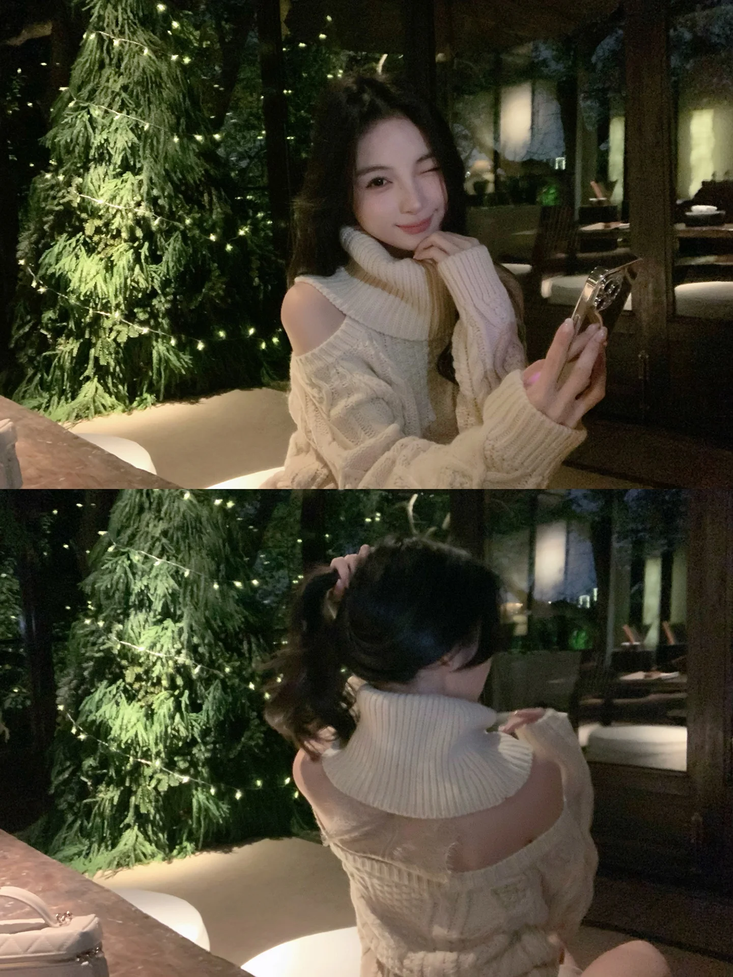 

Женский свитер ZhouYeye с кружевными вставками, высоким воротником и открытыми плечами, новинка зимы, в стиле Lazy Pure Desire, милый, с длинными рукавами