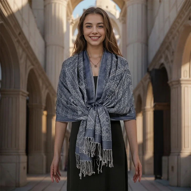 

2024 Luxury Thick Cashmere Scarf Women Print New Wraps Pashmina Travel Poncho Warm Blanket Winter Shawl Female Stoles