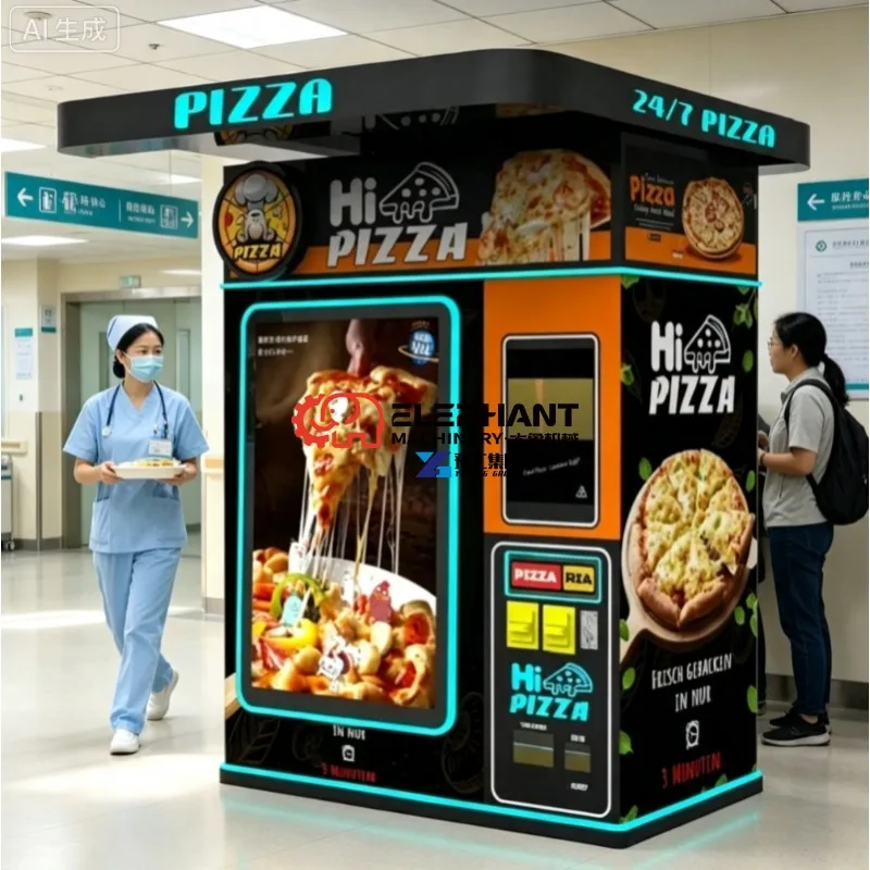 New Business Fast Food Outdoor Pizza Vending Machine Hot Food Pizza Robot Vending Machine with Microwave Heating Function