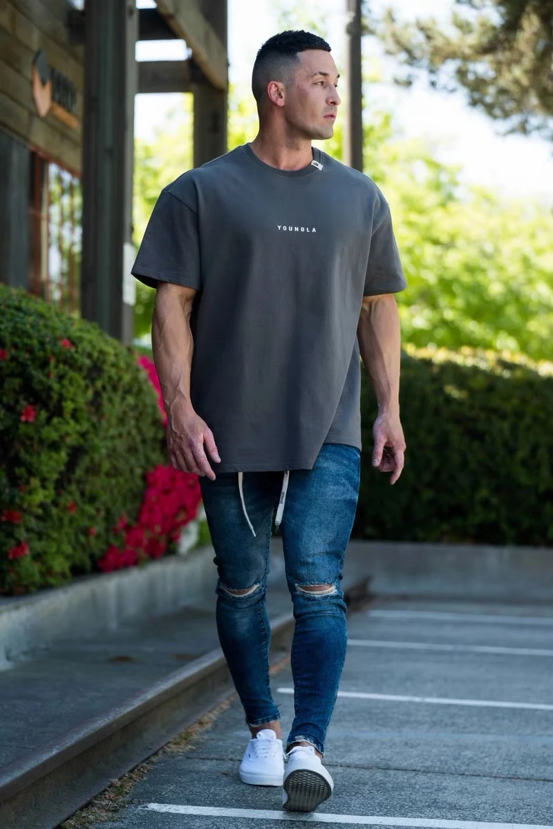 2025 Summer Fashion Sports Brand Men's T-shirt Loose Large Size Pure Cotton High Quality Design Printing Pattern Harajuku