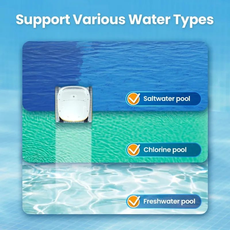منظف حمام السباحة الآلي اللاسلكي، مكنسة حمام السباحة بقدرة 150 وات مع وظيفة تسلق الجدار، محرك بدون فرش + سلة فلتر 4.1 لتر مثالية #3