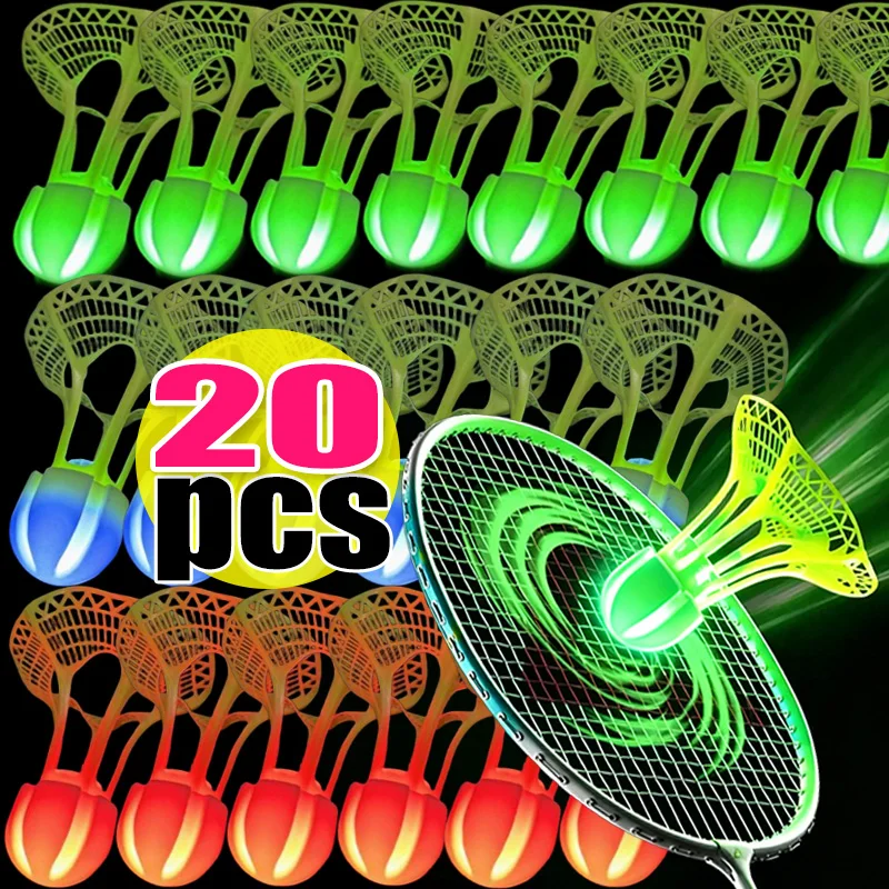 LED Glow in The Dark Badminton Shuttlecocks Windproof Light Up Birdies Outdoor Night Training Sport Practice Badminton Balls