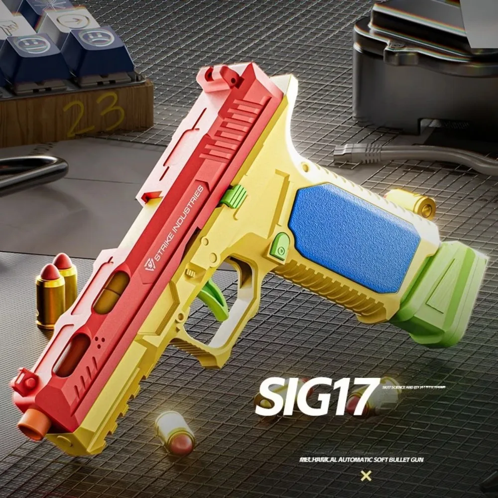 Dauerfeuerndes Baustein-Spielzeugpistolen-Set mit Hülsenauswurf, Airsoft-Blowback, leere Hängepistole, Outdoor-CS-Waffe für Jungen und Erwachsene – Detail 12
