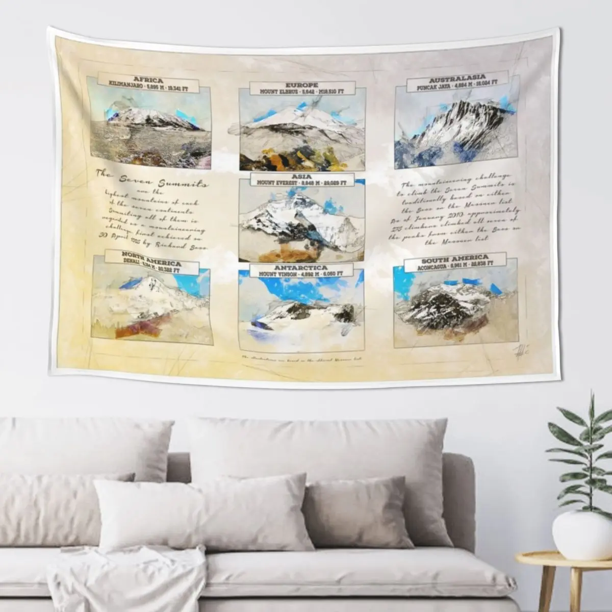 

7 Summits of the World Tapestry Bathroom Decor Outdoor Decor Home Decorations Aesthetic Tapestry