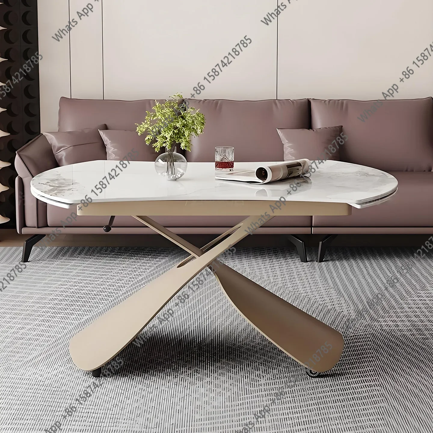 X65 Lifting Coffee Table Dining Table Dual-purpose Living Room Two-in-one Household New Rock Slab Tea Table Movable Small Apartm