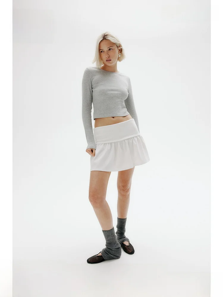 

Faionable Knitted Bell Bot ort Skirt for Women Casual Spring Collection Low Waist Design Polyester And Spandex Blend