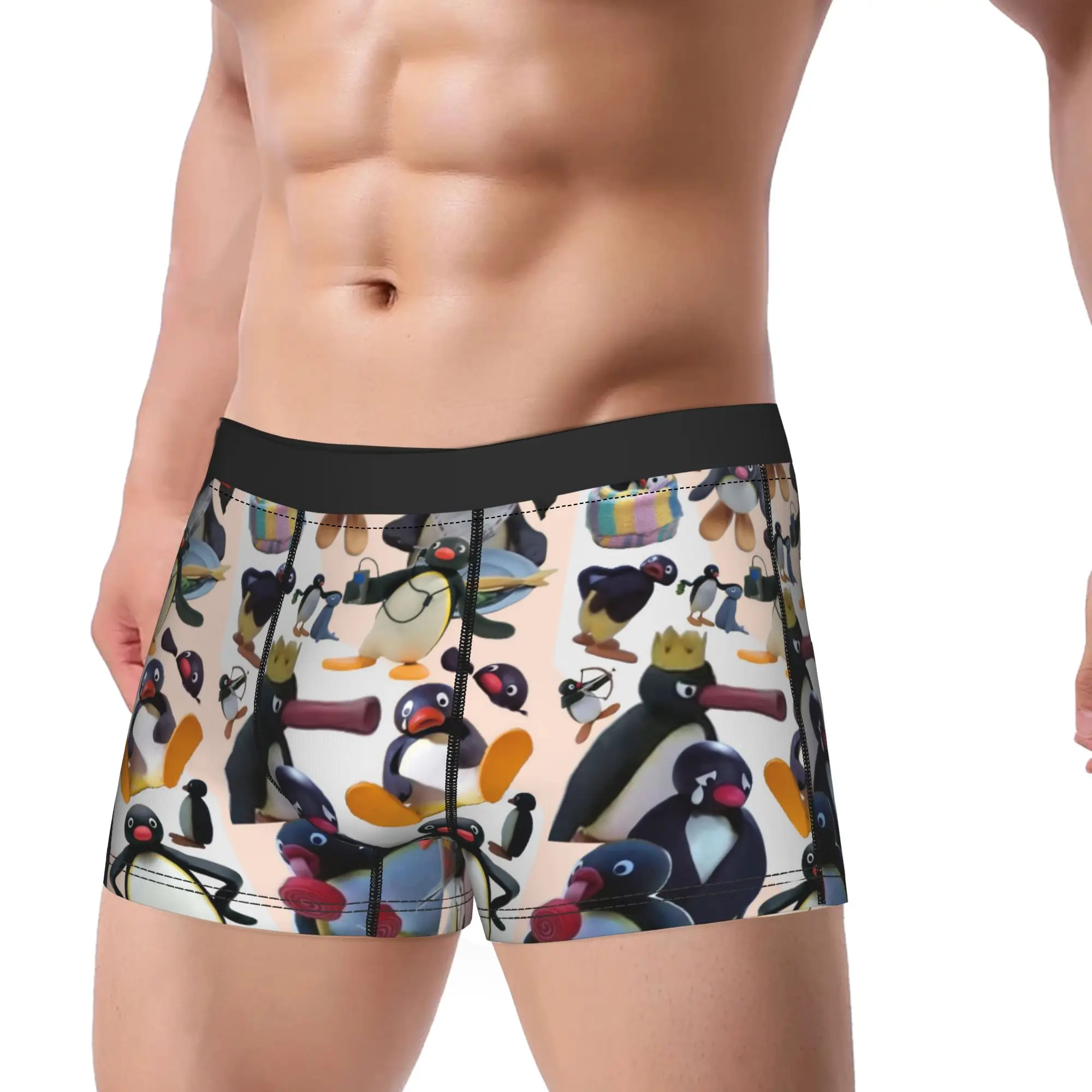

Noot Pingu Men's Underwear Penguin Meme Boxer Briefs Shorts Panties Humor Polyester Underpants for Male M-XXL