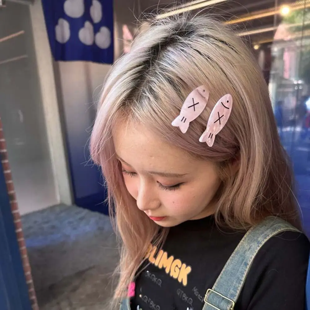 

Cool Fish Bone Bangs Clip Acetic Acid Y2K Hair Clips Barrettes Pink Hair Clips Gifts