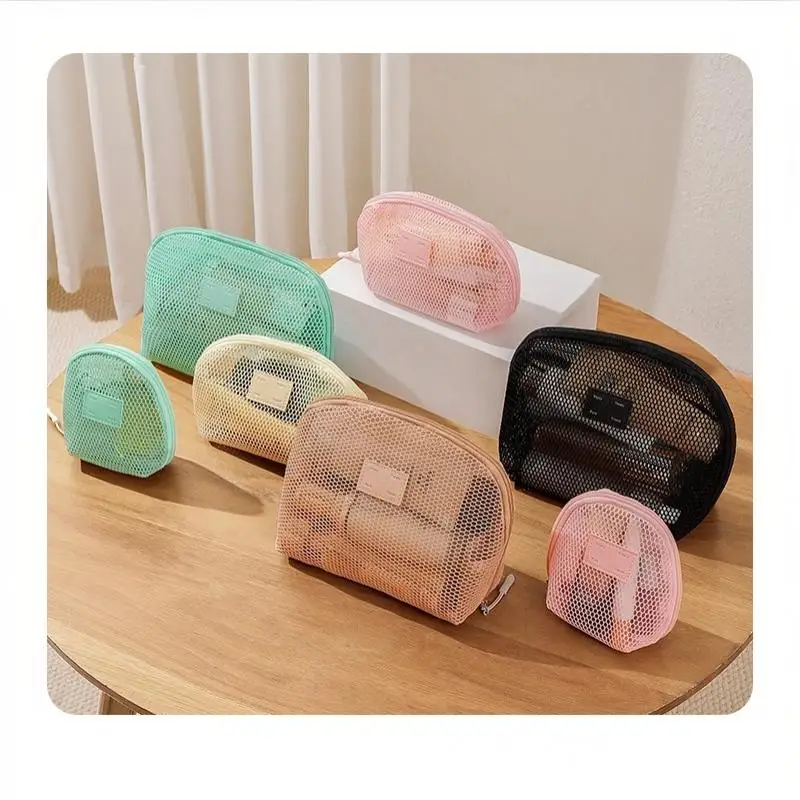 Mehrzweck-Make-up-Tasche aus atmungsaktivem Netzstoff mit Reißverschluss, Netzbeutel für Damen, Reise-Toilettenartikel-Organizer für Lippenstift und Hautpflege – Detail 21