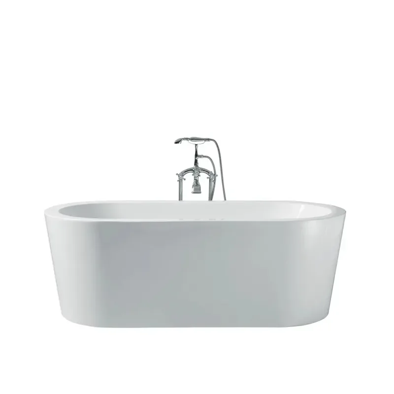 Freestanding Acrylic Bathtub with Aluminum Shower Head Durable Family Bathroom Decoration Suitable for Home Spa Relaxation