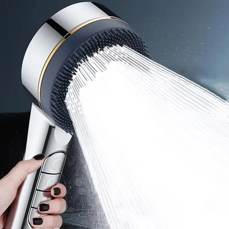 New High Pressure Filter Shower Head Water Saving 4 Modes Adjustable One-Key Stop Water Massage Sprayer Set Bathroom Accessories