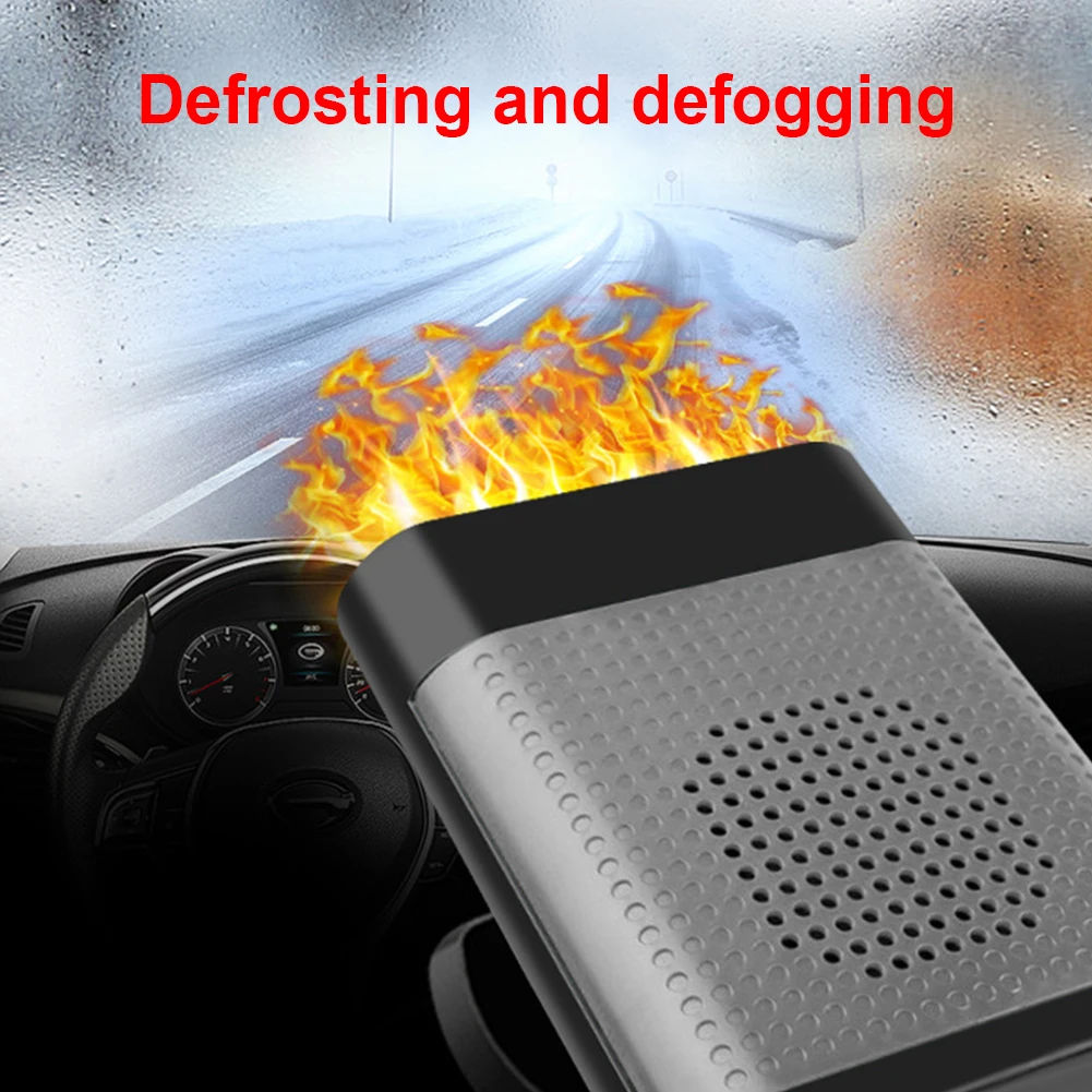 12/24V Portable Car Heater 360 Rotating Auto Windshield Defroster 1200W Defogging Defrosting Heating Fan Car Anti-Fog Heater