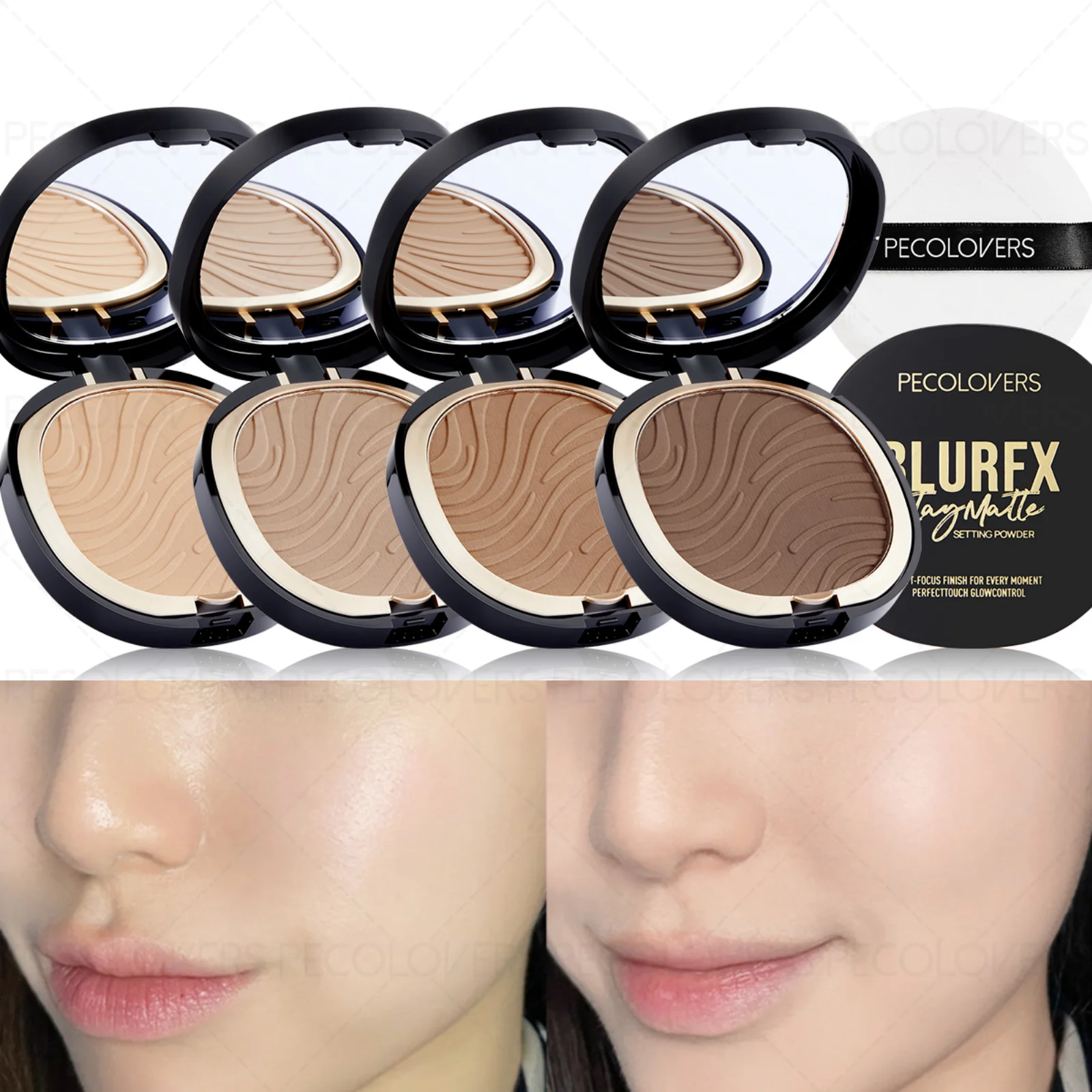 1 x wasserfestes, mattes Konturpulver, Bronzer-Puder – Ölkontrolle, kann gestapelt werden, zu verbergen, leicht zu tragen beim Reisen