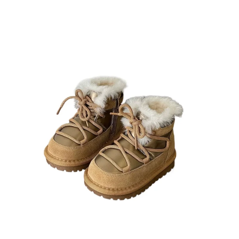 2025 الأطفال أحذية قصيرة غير رسمية للفتيات الفتيان شتاء موضة جديدة الكورية نمط لينة وحيد المضادة للانزلاق تنوعا الأميرة الأحذية