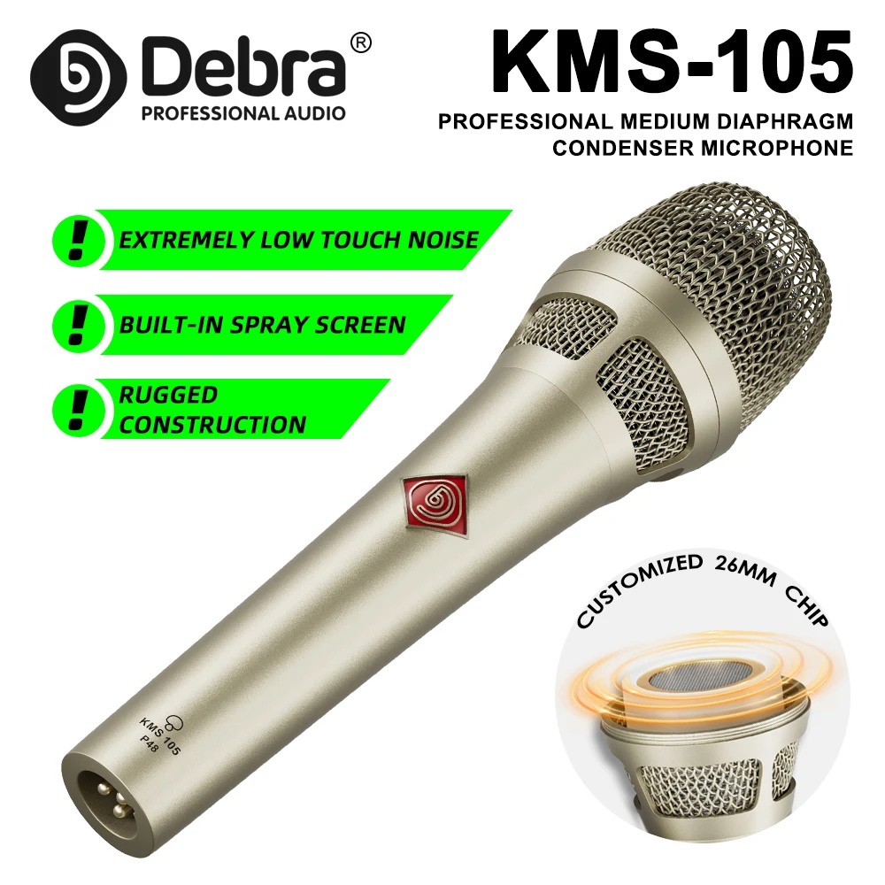 Динамический проводной микрофон Debra KMS-105, портативный микрофон, аудиоинтерфейс XLR для сцены, веб-трансляций, записи караоке