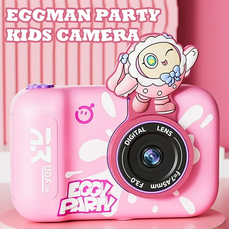 Eggman Party Kids Camera 180° Flip Lens 2.4-inch IPS Animation Peripherals High-Definition Digital Camera Girl Toy New Year Gift