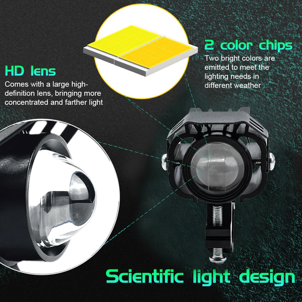 Motorcycle Canbus LED Headlight Fog Light Lamps Auxiliary Spotlight with switch for Car Off-road 4X4 ATV UTV Bajaj Hero BMW 12V