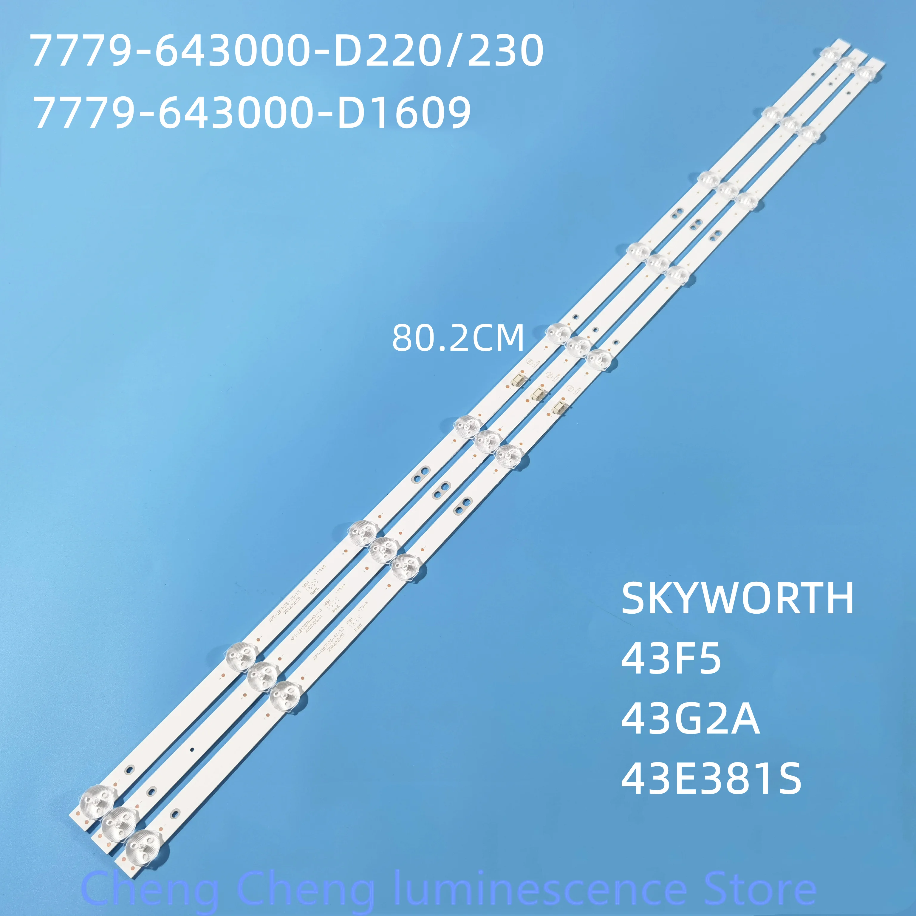 For SKYWORTH 43X6 43F5 43G2A 43E381S 43E2A Strip Lights Cool Open 43K5C Strip Lights 7779-643000-D1609 Strips 80CM