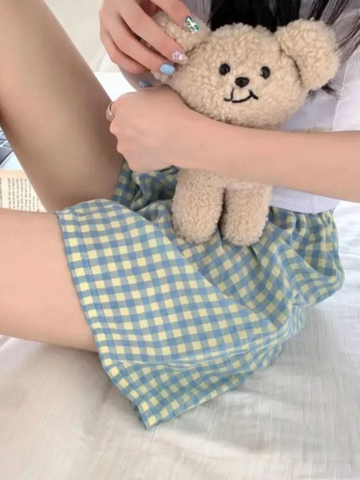 Frauen Spor Sommer Lose Beiläufige Plaid Breite Bein Hosen Bequeme Hause Spwear Hohe Taille ort orts Oberbekleidung