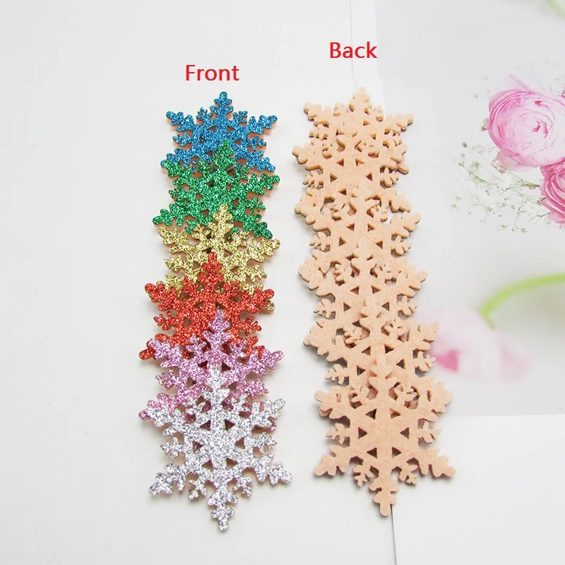 50PCS Christmas decoration wreath gift greeting card material accessories gold powder snowflake handmade jewelry children's hair