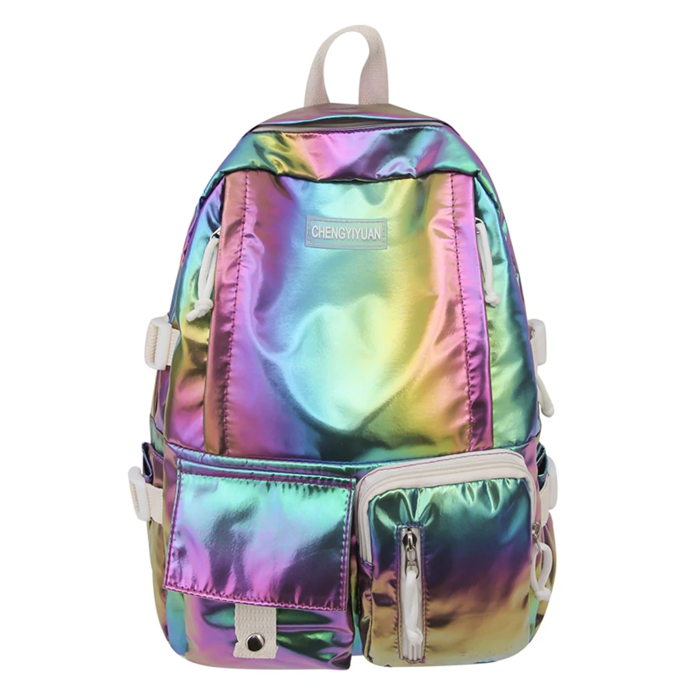 Women Laser Backpack Multi-Pocket Laptop Backpack Large Capacity Nylon Backpack for Middle High School Students