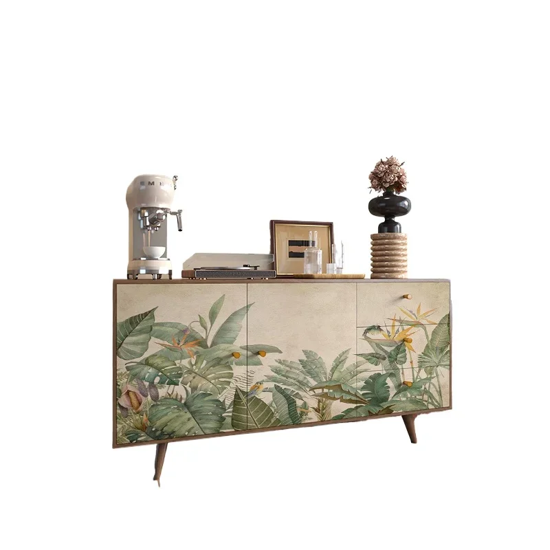 

French light luxury Chinese style sideboard solid wood living room bedroom storage chest of drawers against the wall