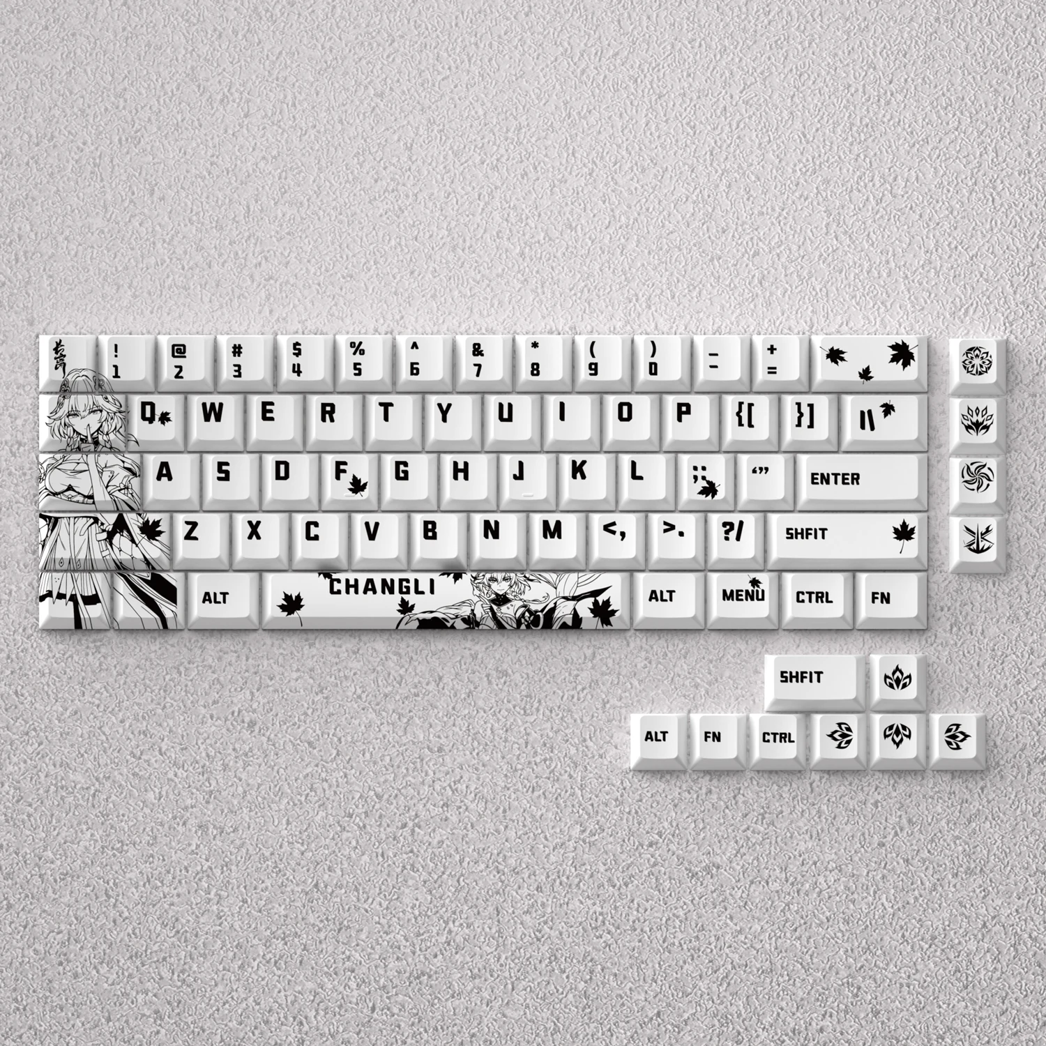 CHANGLI Keycaps Anime PBT Dye Sublimation Cherry for Mechanical Keyboard Game PC AULA F75 Ajazz Anne Pro2 Mad 60he 68he