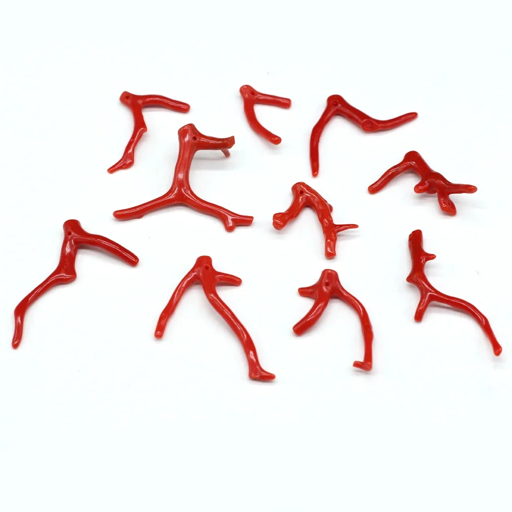 1PCS Natural Coral Red Branch Irregular Shaped Pendant Jewelry Making DIY Necklace Earrings Accessories Gift 10x15-20x30mm