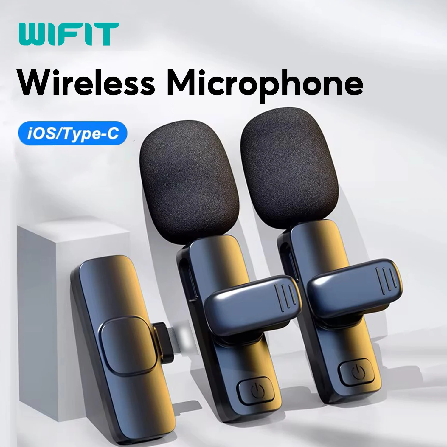 Wireless Lavalier Microphone Portable Audio Video Recording Mini Mic for iPhone Android Live Broadcast Gaming Phone Micophone