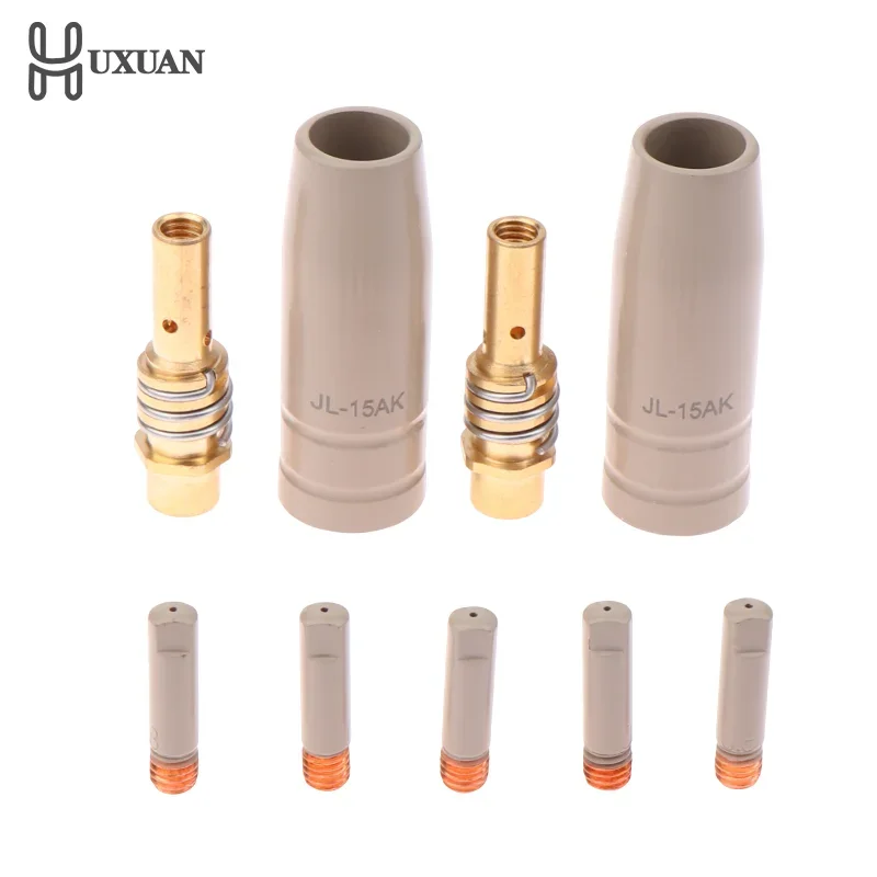9Pcs 0.8/1.0/1.2mm MIG Torch Gas Nozzle Tip Holder Protection Parts 15AK Welding Torch New Coating Protection Nozzle