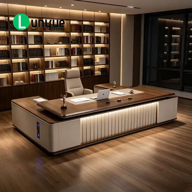 Modern L Shaped Wooden Executive Desk Modular Design Eco Friendly Durable Office Furniture for Hotel Villa Home Workspace