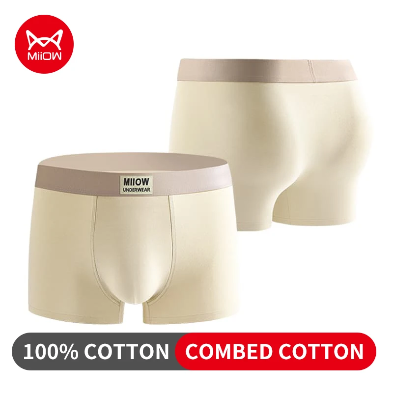

MiiOW 3Pcs Cotton Men Underwear Antibacterial U-shaped Crotch Men's Panties Man Underpants Softness Breathable Mens Boxer Briefs