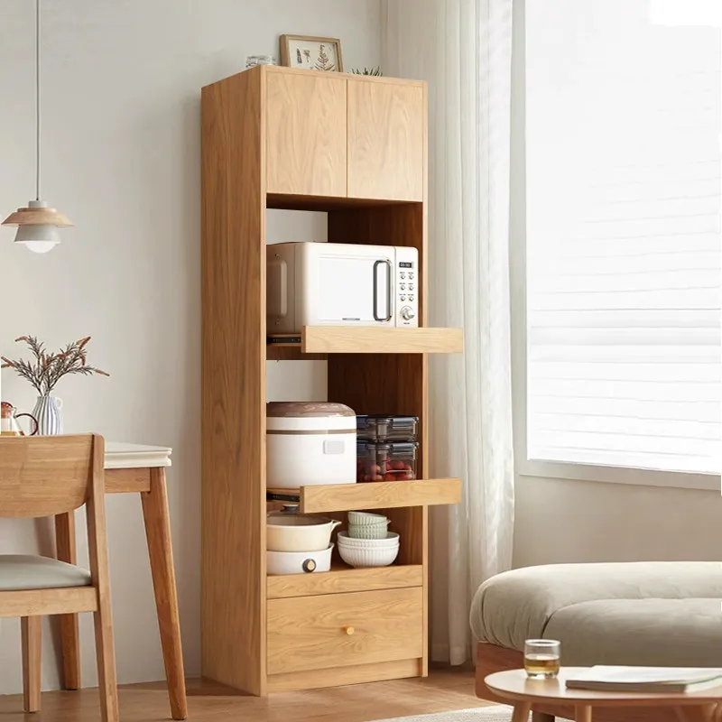 Solid Wood Kitchen Locker, Electrical Cabinet Modern and Simple Integration, Dining Side Cabinet Against The Wall