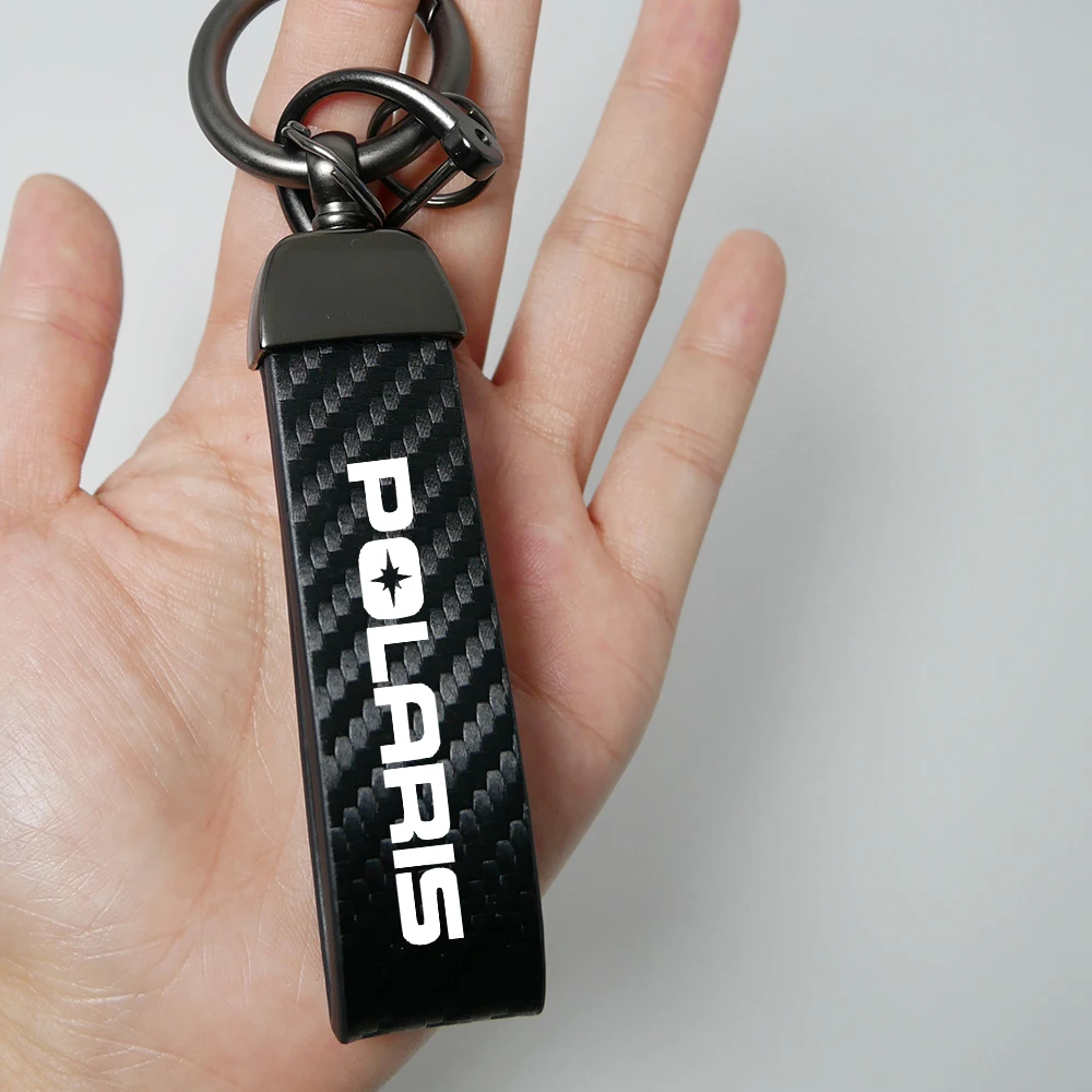 Car Keychain POLARIS Keyring Carbon Fiber Grain Keyring Motorcycle Keychain POLARIS Funny Decoration Auto Accessories