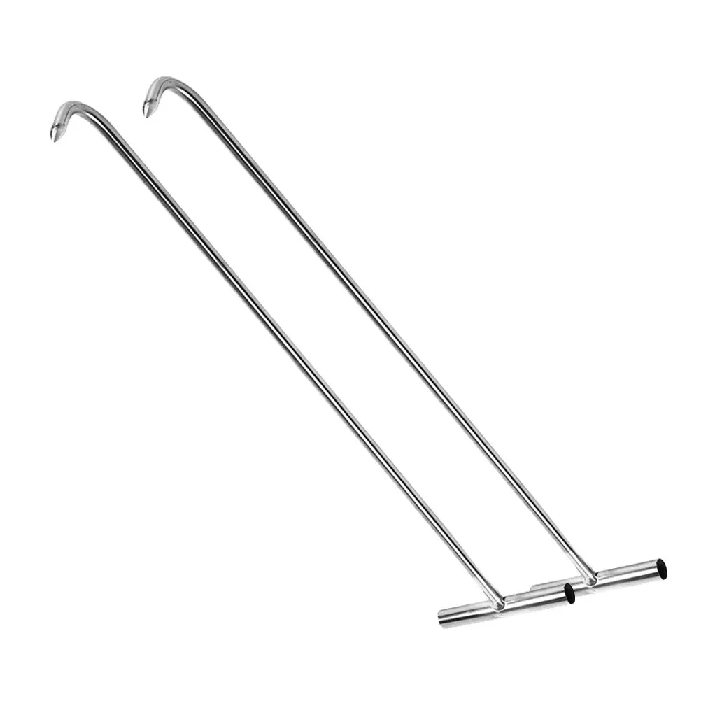 

2Pcs Stainless Steel Manhole Hook T Shape Heavy Duty Lifting Hook Manhole Cover Pull Roller Shutter Door Lifting Tool