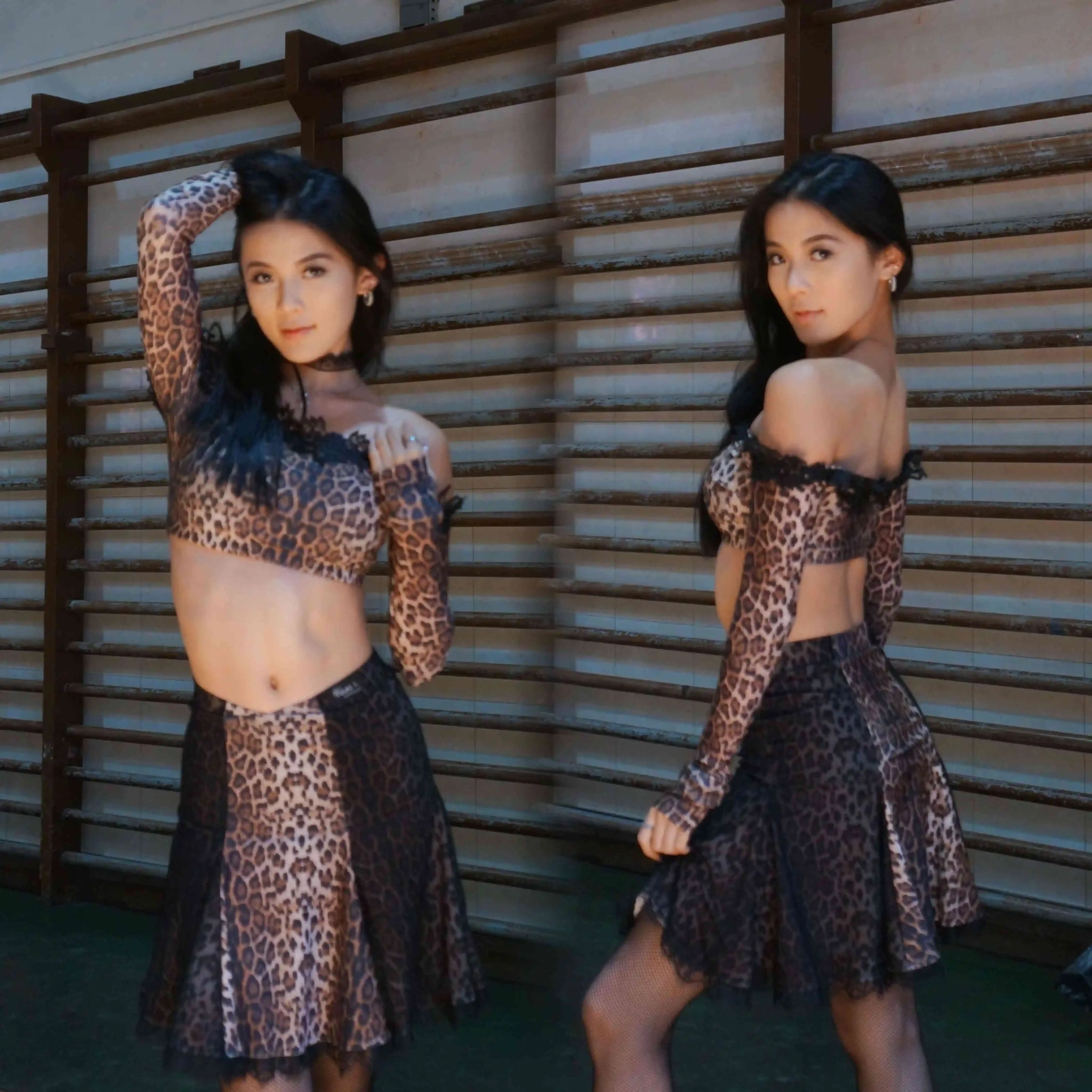 

New Leopard Latin Dance Clothes Women Off Shoulder Tops Skirt Cha Cha Rumba Performance Costume Adult Competition Dress DNV22029