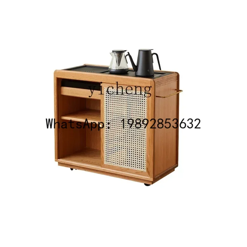 LYY  tea cabinet mobile tea table cherry solid wood side cabinet small household boiling water cabinet tea table