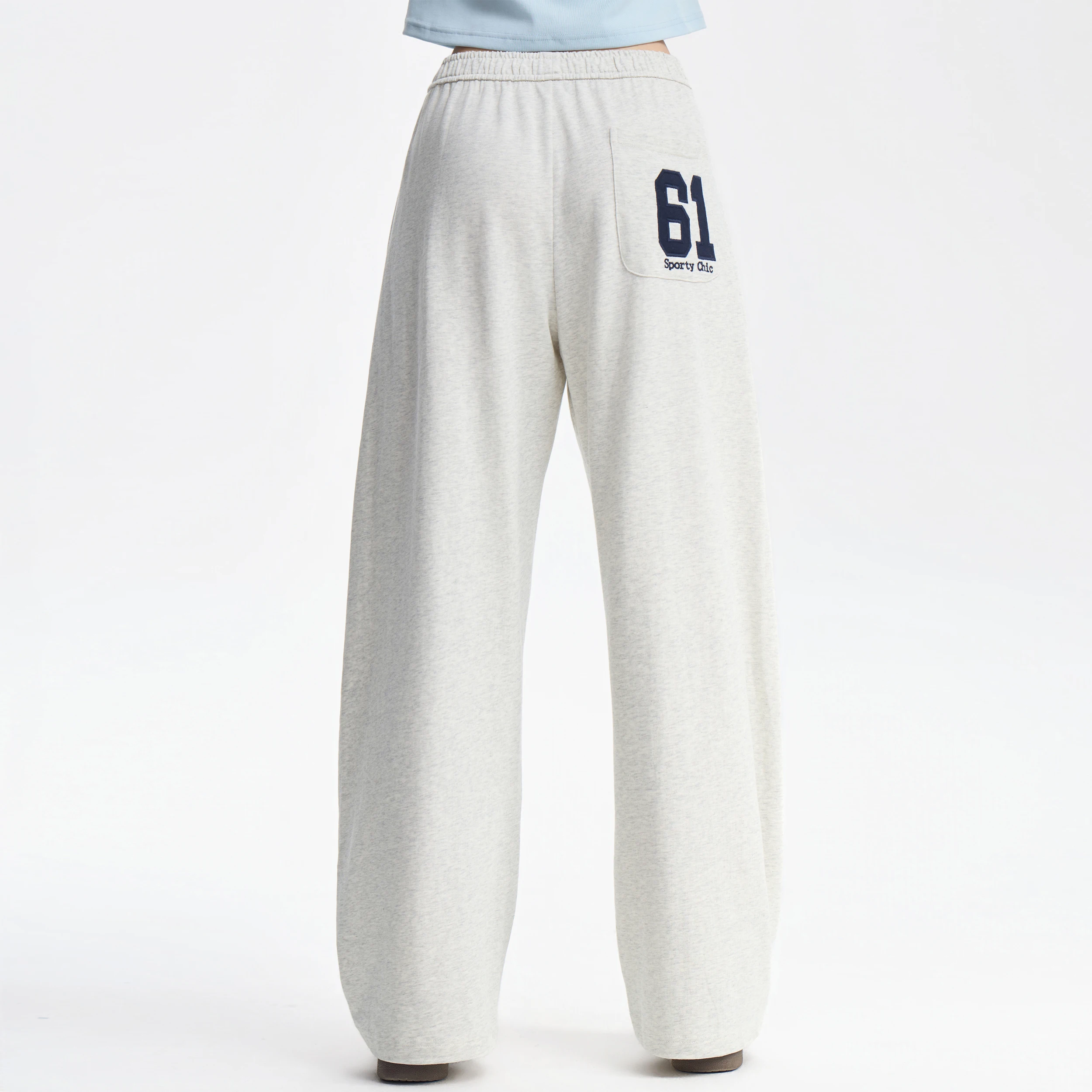 YESCCI Straight Sweatpants 2026 Autumn New Elastic Waist Flowy Casual Trousers Vintage Embroidery Pants For Women S56341771