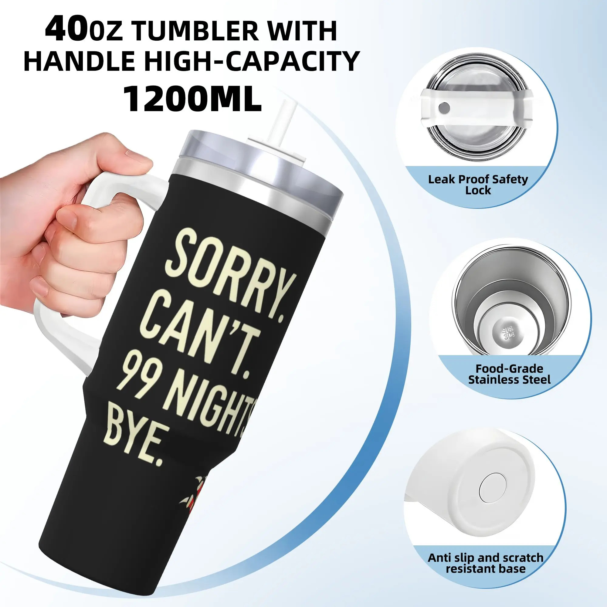 بهلوان من الفولاذ المقاوم للصدأ آسف لا يمكن 99 ليالًا وداعا الغابات البومة أكواب حرارية إبقاء الحرارة أكواب المشروبات الباردة كوب زجاجة ماء للقيادة