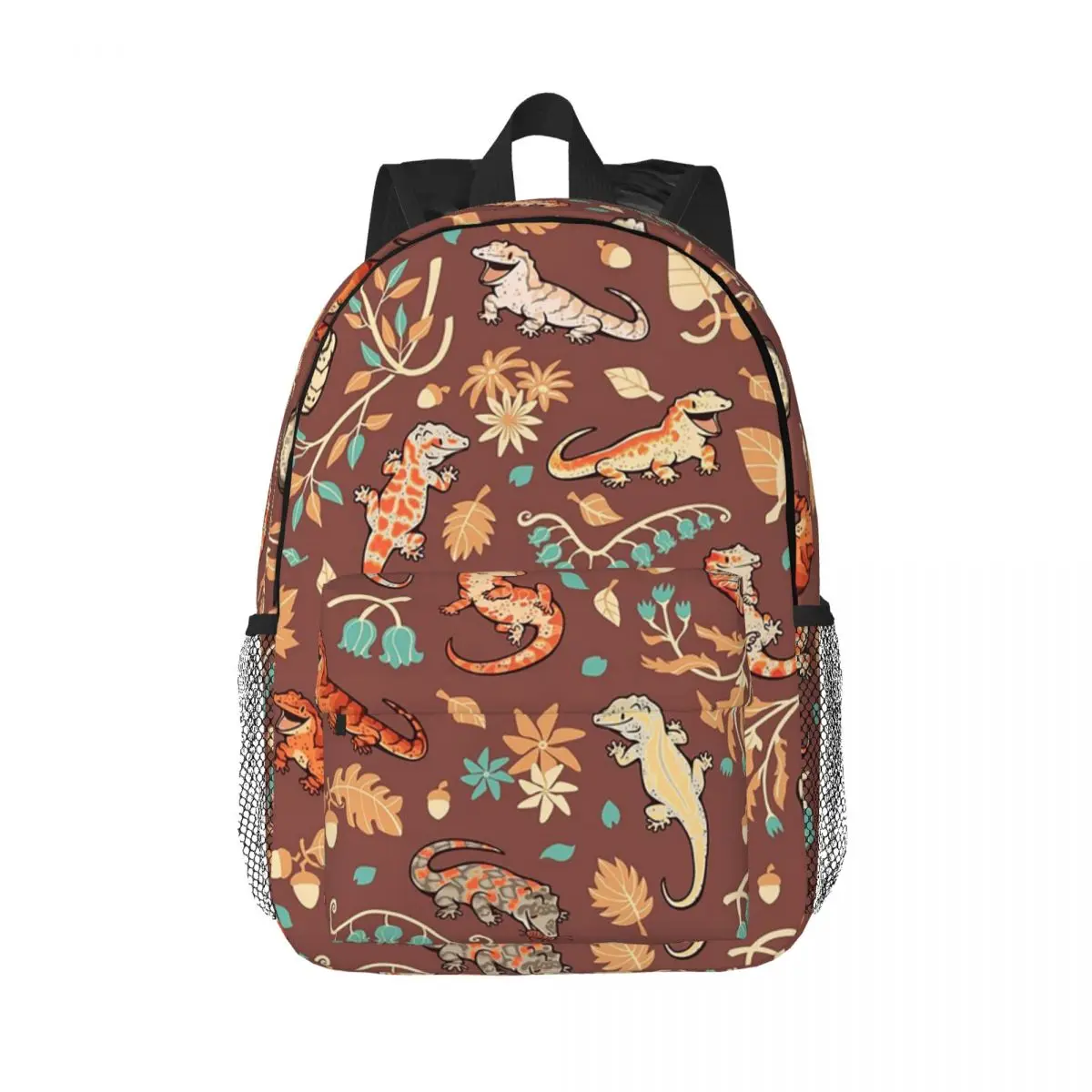 

Autumn Geckos In Light Brown Backpack Hot Sale Daypack Large Capacity Boys Girls BookBag Shoulder Bags for Children School Bag
