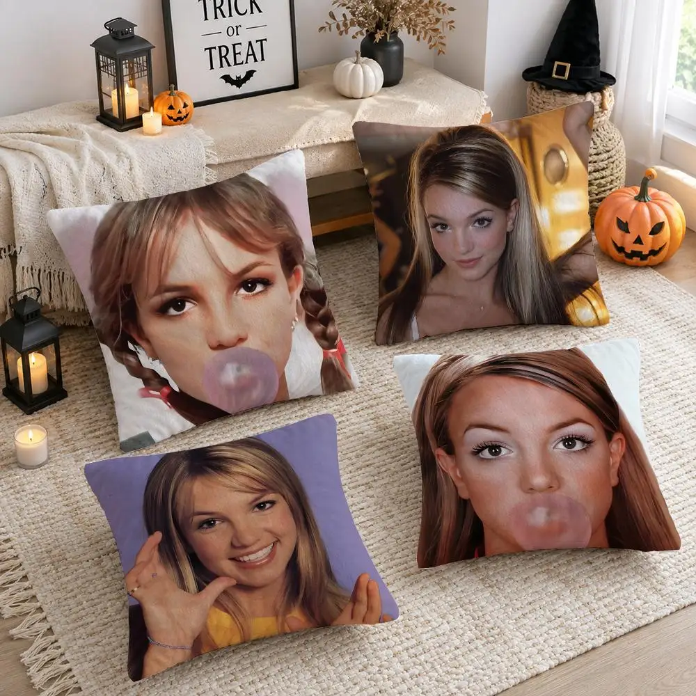 Singer B-Britney Spears Cushion Cover Plush Decorative Pillow Case With Hidden Zipper Cutecore Room Decor For Home