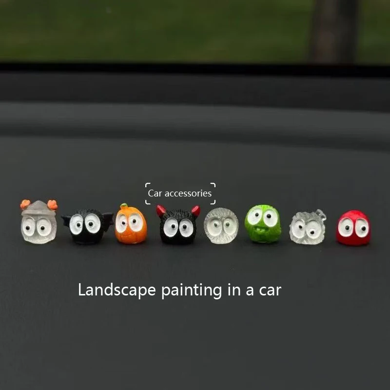 8 PCS Cute Trick or Treat Series of Small Coal Ball Car Mounted Creative Ornaments Car Center Console Screens Car Decorations