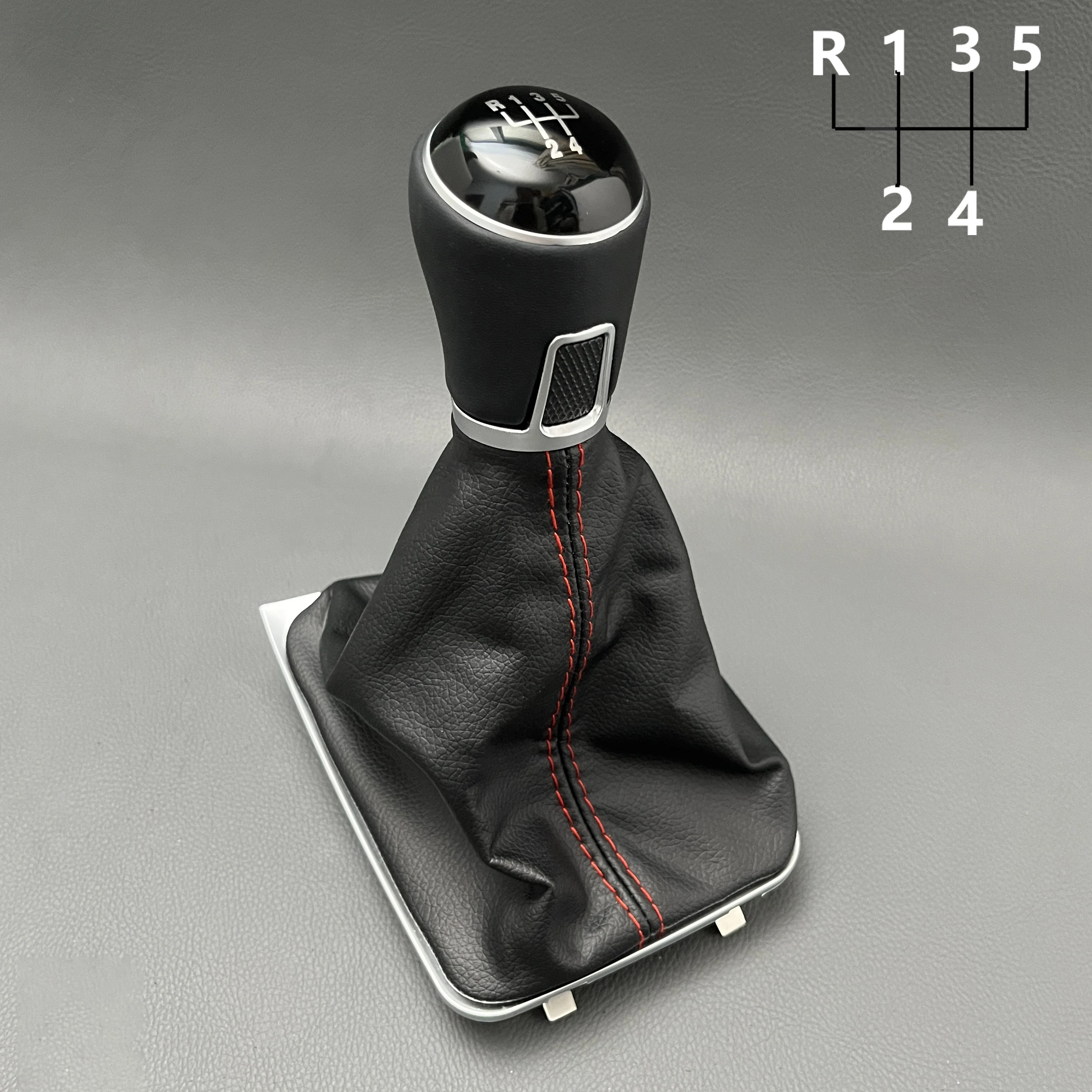 Manueller 5-6-Gang-Leder-Schaltknauf für Volkswagen VW Golf 7 MK7 2013-2018, Schalthebel-Staubschutzabdeckung 5GG713203A 5GG 713 203A – Detail 2