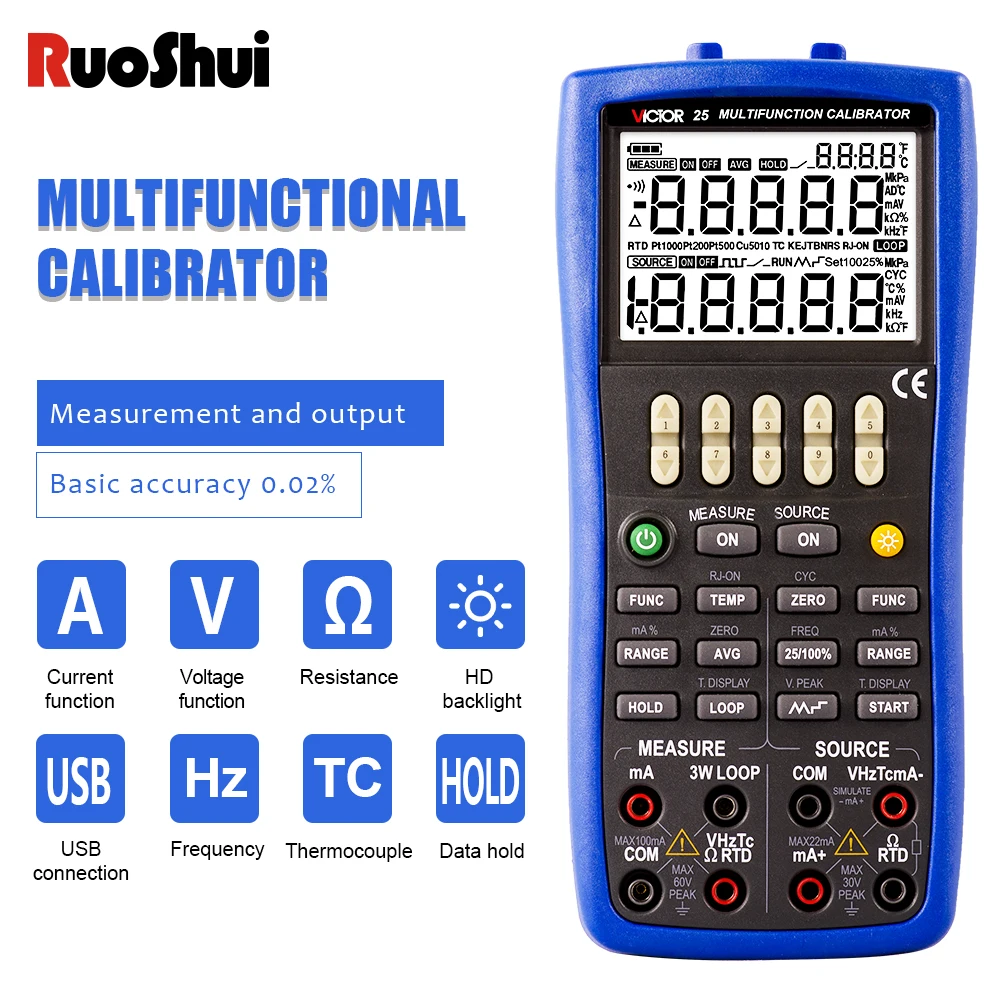 Victor 25 Process Calibrator Source Instruments Output and Input Function Resistance RTD Signal Simulate Temperature Frequency