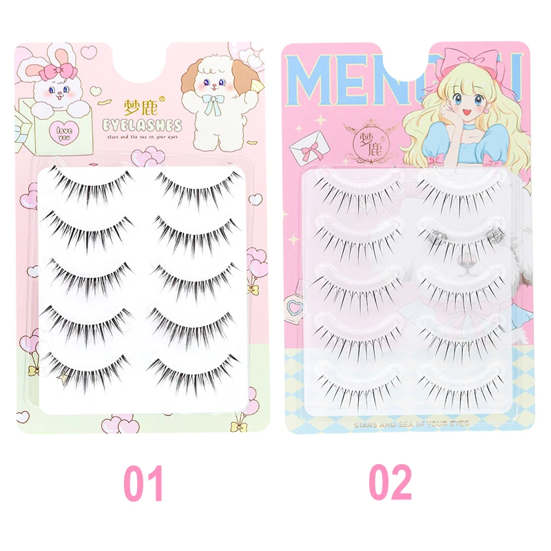 Manga Lashes Natural Look False Eyelashes Anime Lashes Mink Wispy Fluffy Spiky 3D Volume Eyelashes Pack Korean Makeup